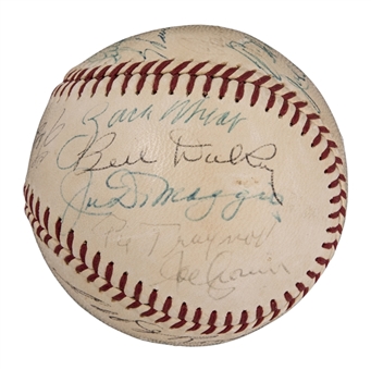 Baseball Hall of Famers Multi Signed OAL Cronin Baseball with 18 Signatures Including DiMaggio, Schalk, & Stengel (PSA/DNA)